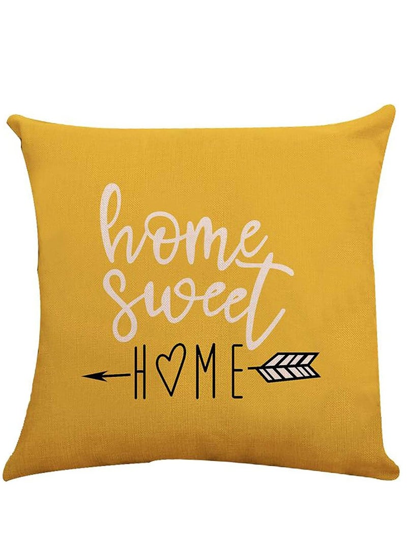 Joyelink Pillow Covers 18x18 Set of 4, Modern Sofa Throw Pillow Cover, Decorative Outdoor Linen Fabric Pillow Case for Couch Bed Car Home Sofa Couch Decoration 45x45cm (Yellow, 18x18, Set of 4) - Image 2