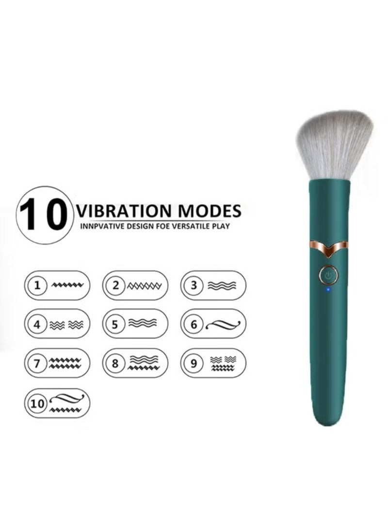 إسكدنيا فرشاة مكياج كهربائية، فرشاة مكياج تدليك اهتزازي بـ 10 سرعات، تعمل مع كريم الأساس أو الكونسيلر أو أحمر الخدود، فرشاة بودرة سائبة قابلة لإعادة الشحن وقابلة للتعديل - Image 5