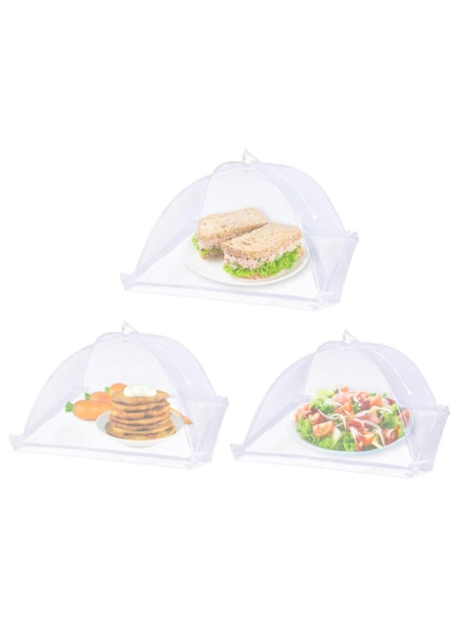 SUNSAR 3 Pcs Food Cover Mesh Tent Collapsible Umbrella Pop Up, Mesh Pop Up Food Lid, 12 Inch Food Storage Protector Collapsible Dome, Outdoor Cake Dome, Screen Tent, Party Picnic, BBQ, Isolation Fly Mosquito Guard, Reusable and Foldable - Image 1