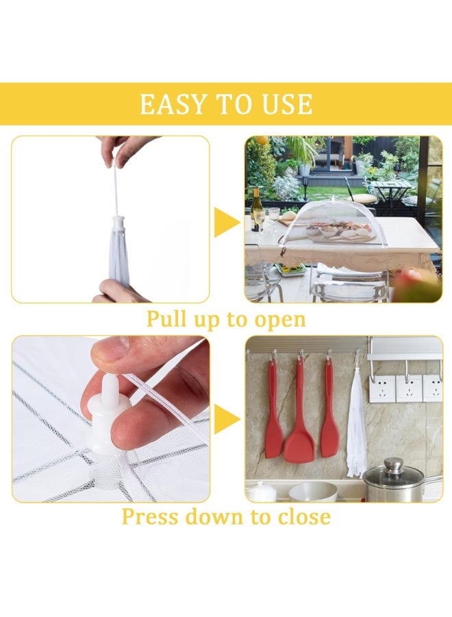 SUNSAR 3 Pcs Food Cover Mesh Tent Collapsible Umbrella Pop Up, Mesh Pop Up Food Lid, 12 Inch Food Storage Protector Collapsible Dome, Outdoor Cake Dome, Screen Tent, Party Picnic, BBQ, Isolation Fly Mosquito Guard, Reusable and Foldable - Image 5