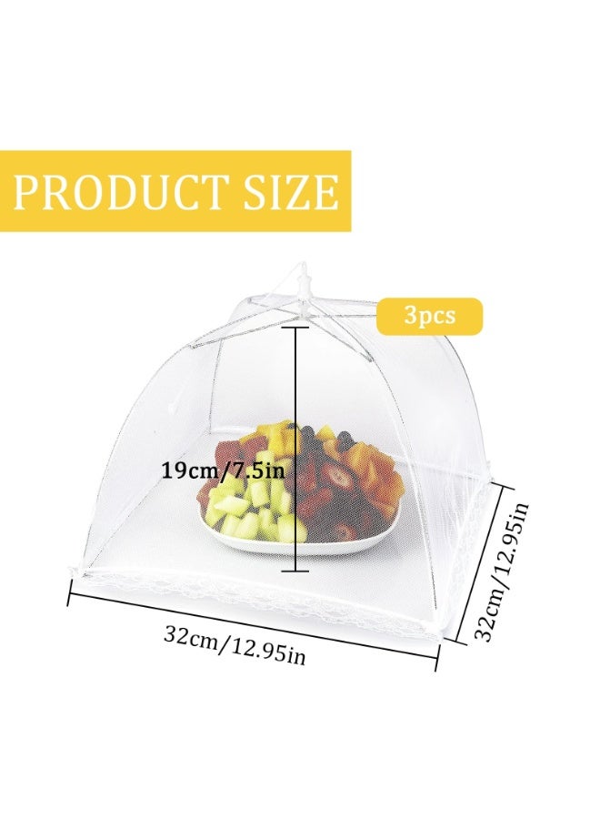SUNSAR 3 Pcs Food Cover Mesh Tent Collapsible Umbrella Pop Up, Mesh Pop Up Food Lid, 12 Inch Food Storage Protector Collapsible Dome, Outdoor Cake Dome, Screen Tent, Party Picnic, BBQ, Isolation Fly Mosquito Guard, Reusable and Foldable - Image 2
