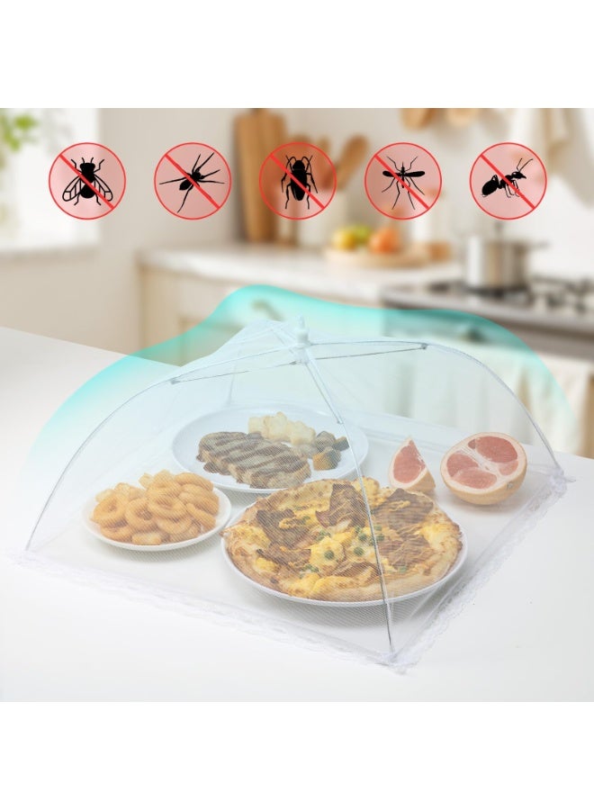 SUNSAR 3 Pcs Food Cover Mesh Tent Collapsible Umbrella Pop Up, Mesh Pop Up Food Lid, 12 Inch Food Storage Protector Collapsible Dome, Outdoor Cake Dome, Screen Tent, Party Picnic, BBQ, Isolation Fly Mosquito Guard, Reusable and Foldable - Image 3