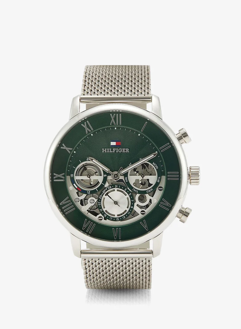 Mens Analog Multifunction Quartz Watch With Silver Stainless Steel Mesh Bracelet - 1710567