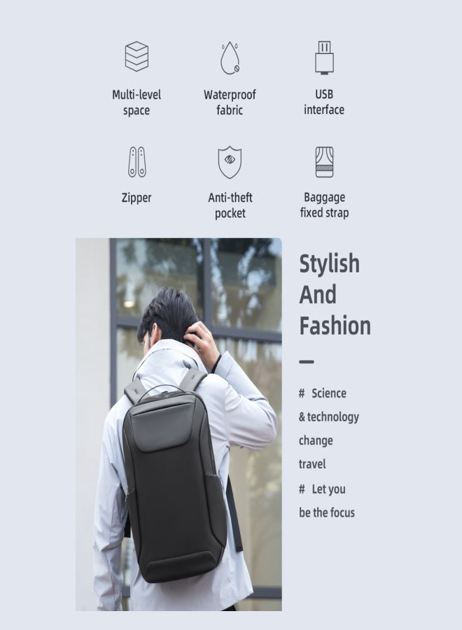 MARK RYDEN Multi-function Backpack Multi-layer Pockets Independent Laptop Interlayer USB Interface Waterproof Business Trip Backpack for Men - Image 3