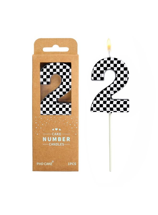PHD CAKE 2.76 Inch Number 2 Racing Birthday Candles, Cool Racing Themed Number Candles, Cake Number Candles, Party Celebration, Style Candle - Image 1