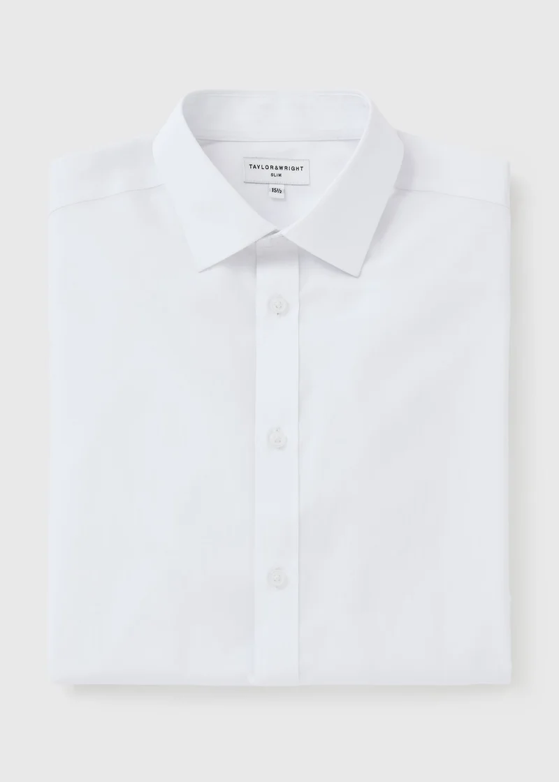 Taylor & Wright White Easy Care Slim Fit Shirt