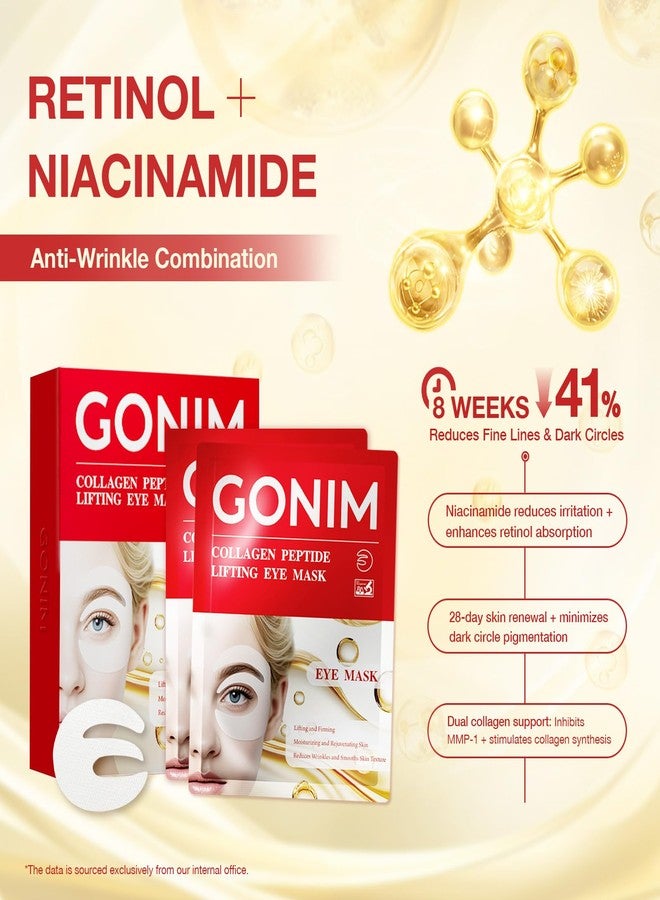 GONIM Under Eye Patches 360° Fit, Eye Mask with Collagen Peptide, PDRN, Retinol & Niacinamide, Eye Patches for Puffy Eyes and Dark Circles, Wrinkle Reduce for Women, Individually Packages 4 Pack - Image 2