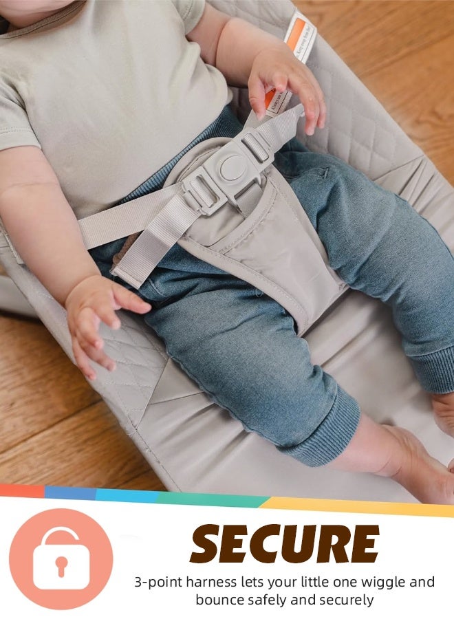 Soft Touch Baby Bouncer with Toy Arch and Music, Folding Bouncer Seat with 2 Reclining Angles, Portable Infant Rocker for Babies 0-18 Months  - Image 5