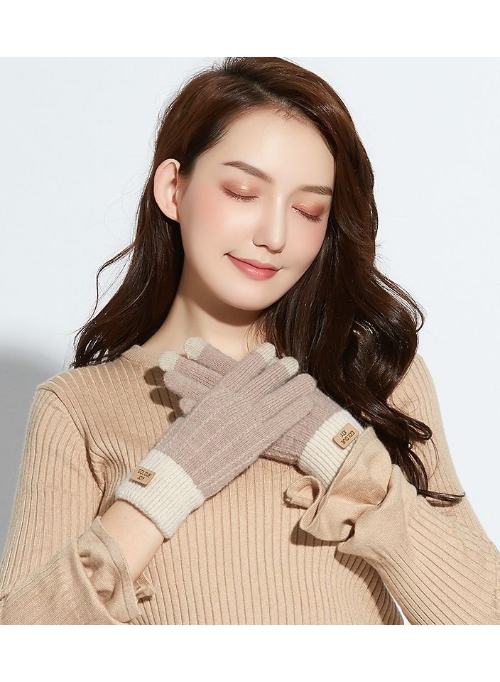 Golovejoy Women's Autumn And Winter Warm Outdoor Windproof Plush Korean Cute Cold Proof Gloves 