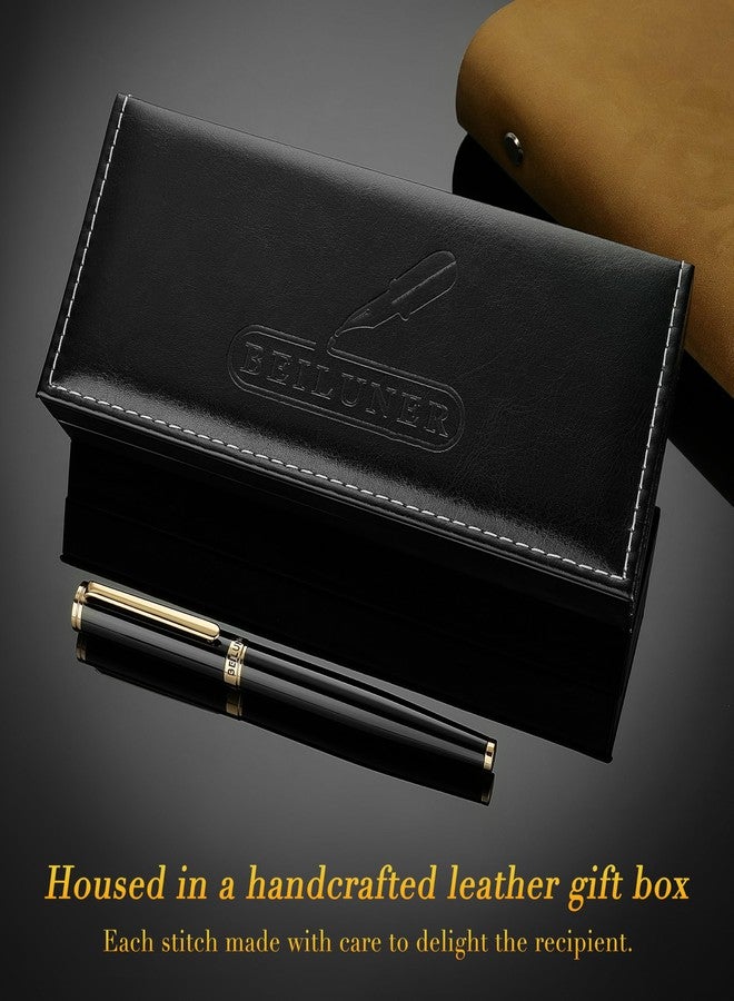 BEILUNER Black Fountain Pen,Stunning Luxury Pens with 24K Gold Accents, Gorgeous 24K Gilded Nib(Extra Fine), Trustworthy Pen Gift for Men&Women -Ink Converter-Elegant, Reliable,Fancy Pen for Writing - Image 5