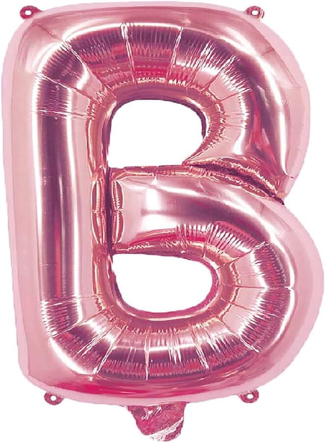 Party Time B Letter Foil Balloon, Rose Gold