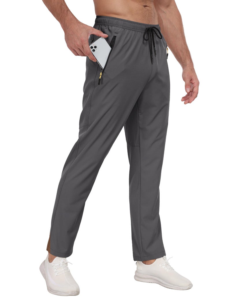 Zoofly Sweatpants for Men Lightweight Running Pants Elastic Waist Gym Pants for Workout Track Athletic with Water Resistant Drack Grey XL - Image 2