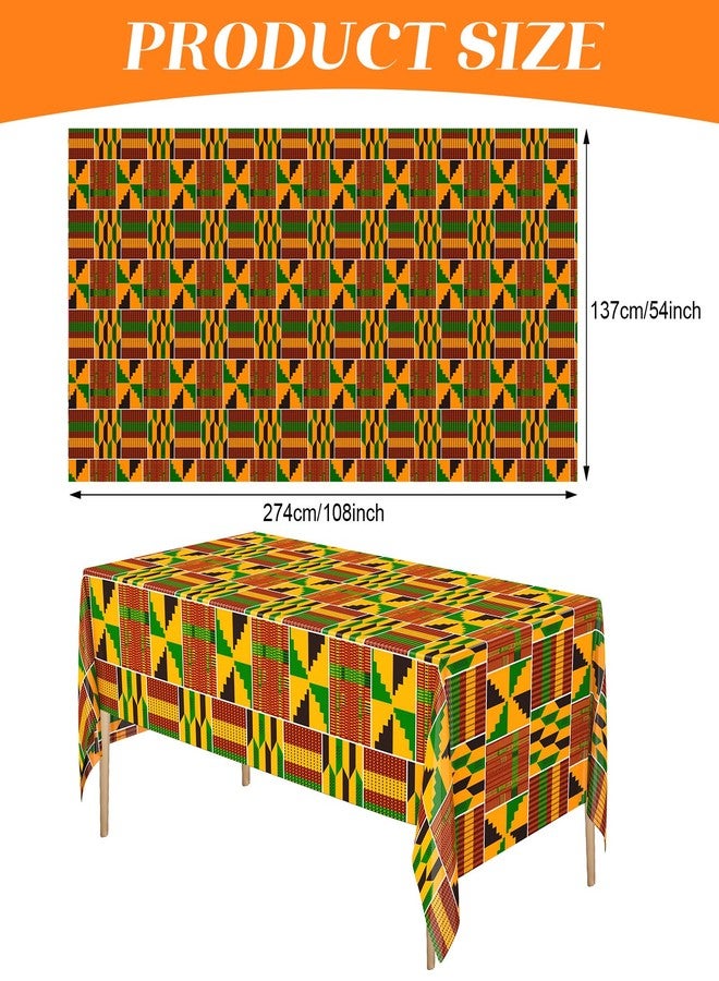 اودين مفارش طاولة بلاستيكية من أودين، 6 قطع، مقاس 54 بوصة × 108 بوصة، بنقشة كينتي، مناسبة لشهر التاريخ الأسود، واحتفالات يوم التحرير (جونتينث)، وزينة طاولة للاستخدام مرة واحدة، وديكورات مطبخ مستوحاة من التراث الأفريقي الأمريكي، واحتفالات كوانزا. - Image 2