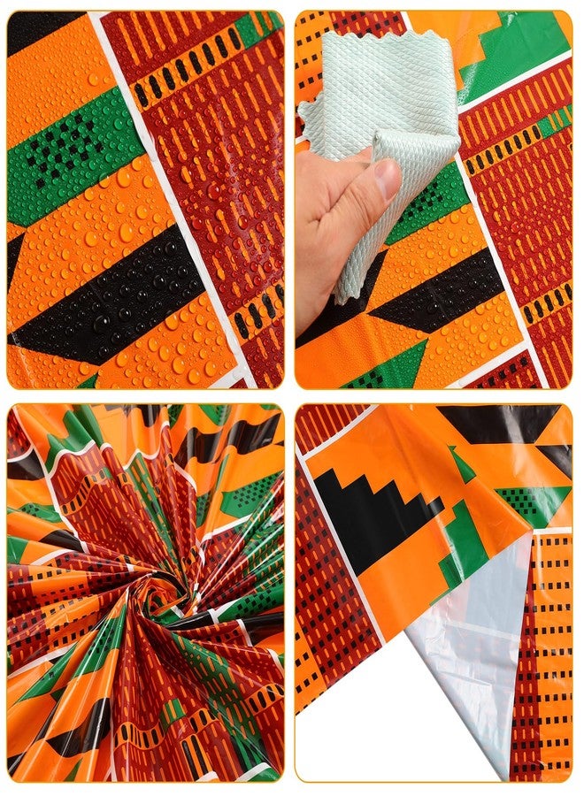 اودين مفارش طاولة بلاستيكية من أودين، 6 قطع، مقاس 54 بوصة × 108 بوصة، بنقشة كينتي، مناسبة لشهر التاريخ الأسود، واحتفالات يوم التحرير (جونتينث)، وزينة طاولة للاستخدام مرة واحدة، وديكورات مطبخ مستوحاة من التراث الأفريقي الأمريكي، واحتفالات كوانزا. - Image 3