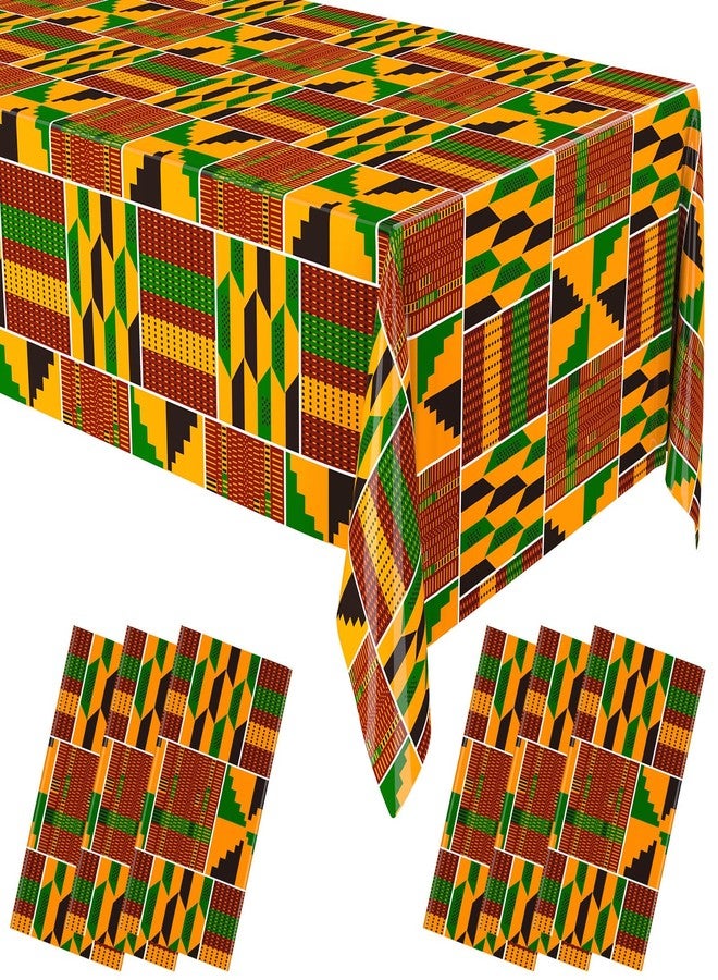 اودين مفارش طاولة بلاستيكية من أودين، 6 قطع، مقاس 54 بوصة × 108 بوصة، بنقشة كينتي، مناسبة لشهر التاريخ الأسود، واحتفالات يوم التحرير (جونتينث)، وزينة طاولة للاستخدام مرة واحدة، وديكورات مطبخ مستوحاة من التراث الأفريقي الأمريكي، واحتفالات كوانزا. - Image 1