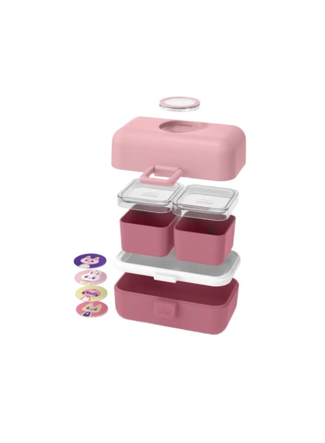 Monbento Lunch Box Tresor  Rose Blush Leak-Proof Kids Bento Box with 2 Compartments , Durable Food Container for School, Travel & Picnics-0.8L - Image 5
