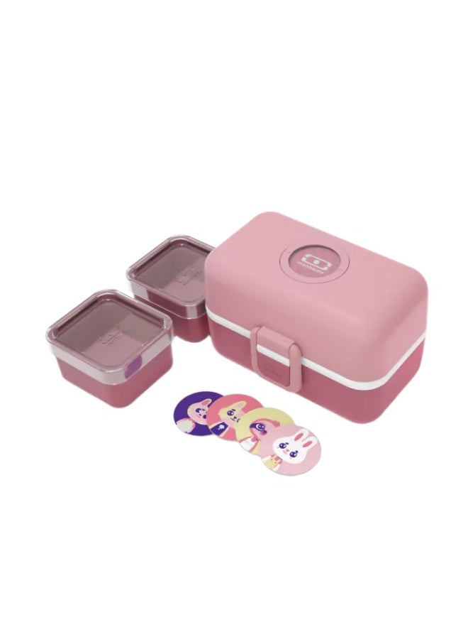 Monbento Lunch Box Tresor  Rose Blush Leak-Proof Kids Bento Box with 2 Compartments , Durable Food Container for School, Travel & Picnics-0.8L - Image 2