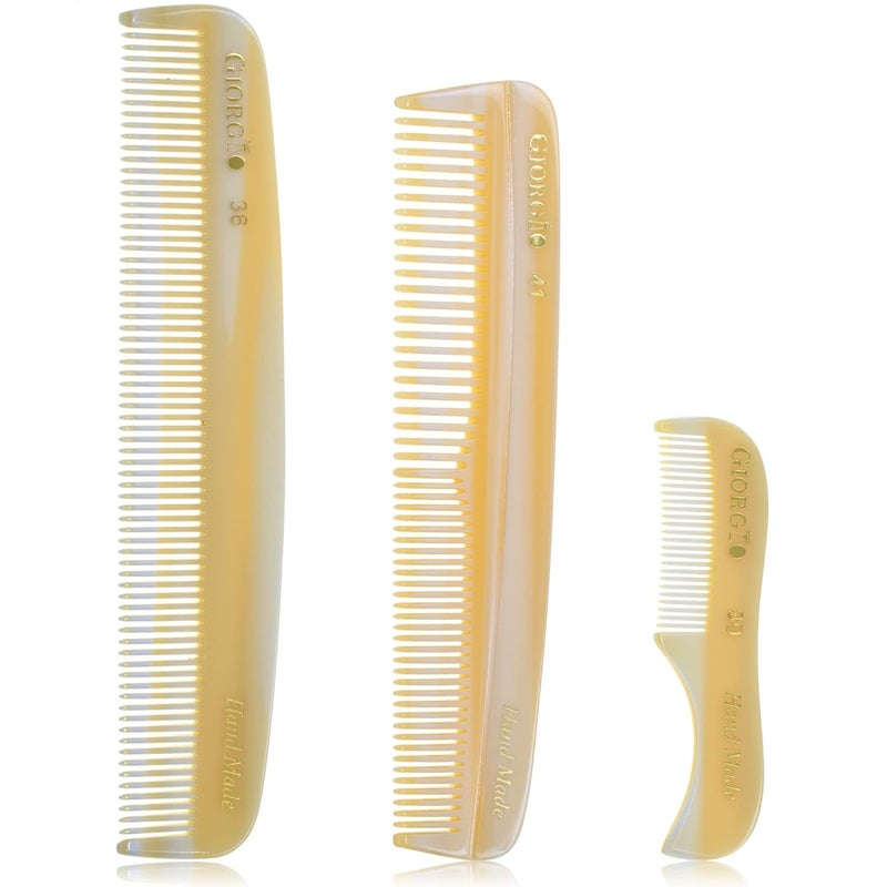 Giorgio Beard Combs Set  Handmade Ivory Beard Comb Kit for Beard and Mustache Grooming  Includes Fine Tooth Pocket Straightening Comb  Fine and Wide Tooth Dresser Comb  Fine Teeth Mustache Comb