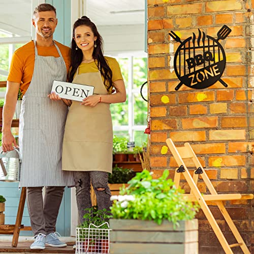 Funrous Metal BBQ Sign Outdoor Round Grill Zone Retro Barbecue Monogram Wall Decor Kitchen Hanging Grill Barbecue Sign for Backyard Patio Farmhouse Porch Deck Decorations - Image 5