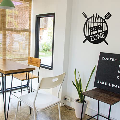 Funrous Metal BBQ Sign Outdoor Round Grill Zone Retro Barbecue Monogram Wall Decor Kitchen Hanging Grill Barbecue Sign for Backyard Patio Farmhouse Porch Deck Decorations - Image 4