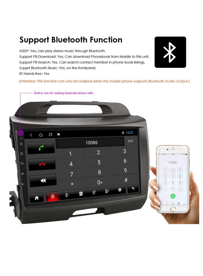 Android Car Stereo for Kia Sportage 2010 To 2016 2GB RAM 32GB ROM Support Apple Carplay, Mirror-Link Wi-Fi BT, Radio GPS Navigation, 9 Inch IPS Touch Screen with Backup Camera Included - Image 2