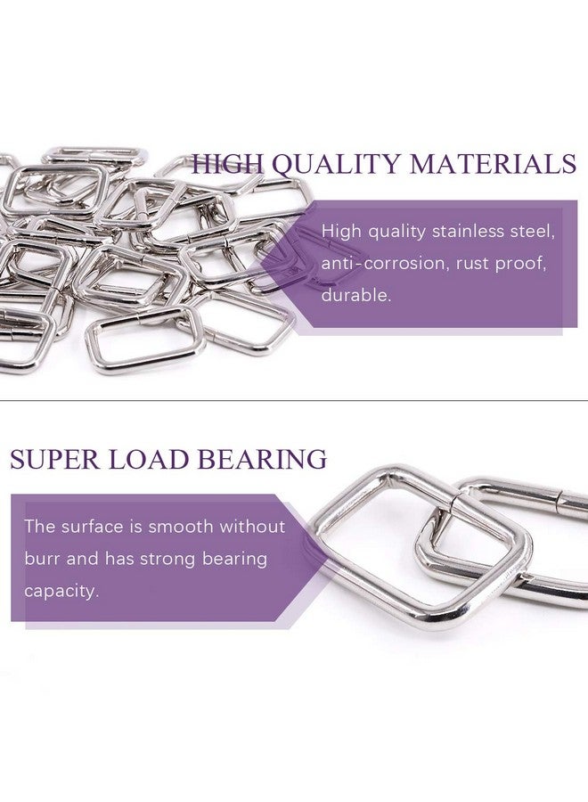 Swpeet Swpeet 60Pcs 1 Inch / 25mm Sliver Heavy Duty Metal Rectangle Ring, Webbing Belts Buckle Metal Rings for for Belt Bags DIY Accessories Keychains Belts and Dog Leash(Metal Rectangle Ring, Sliver)  - Image 3