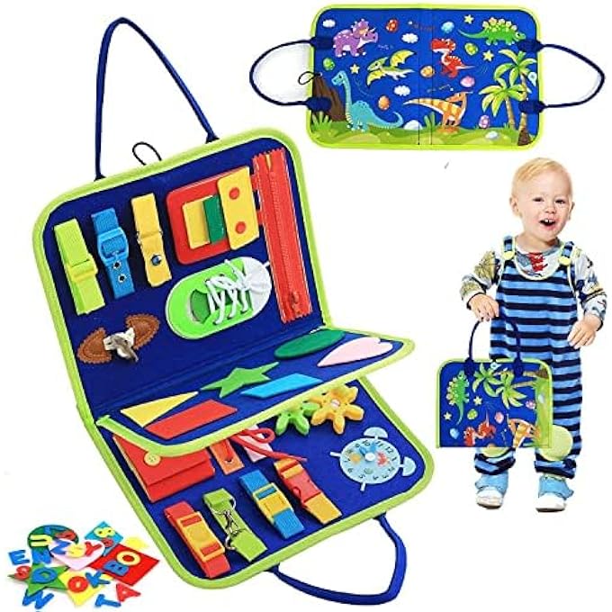 TODDLER MONTESSORI ACTIVITY BOARD,20-IN-1 BUSY BOARD SENSORY TOY FOR AGES 1-4,FINE MOTOR SKILL DEVELOPMENT AND EARLY LEARNING FOR BOYS & GIRLS - Image 1