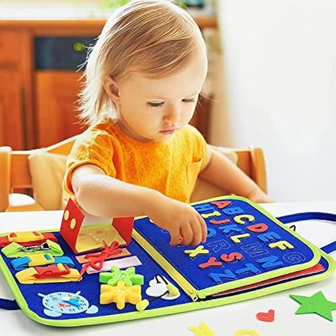 TODDLER MONTESSORI ACTIVITY BOARD,20-IN-1 BUSY BOARD SENSORY TOY FOR AGES 1-4,FINE MOTOR SKILL DEVELOPMENT AND EARLY LEARNING FOR BOYS & GIRLS - Image 2