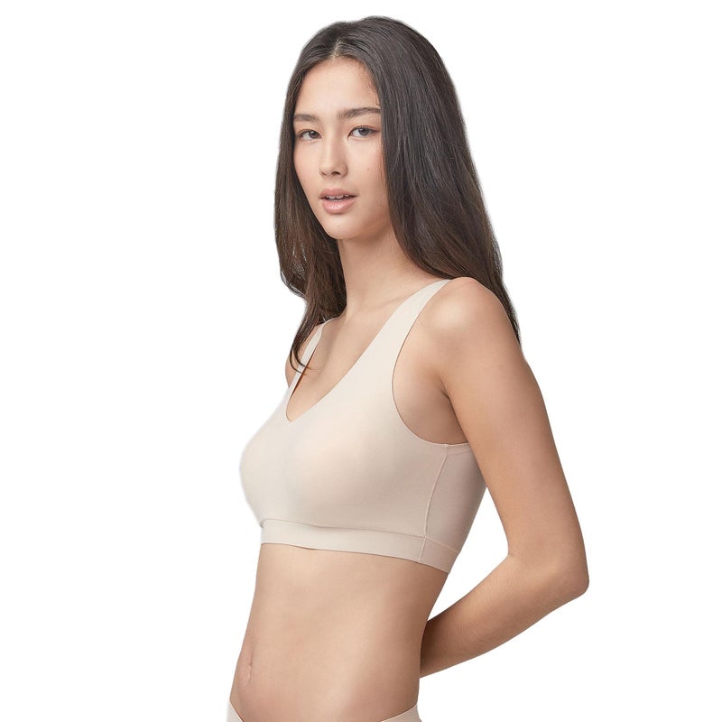 Floatley Cozy Bra Comfort Wirefree Full Coverage Seamless Bra with Embedded Pad for Women Size M Champagne - Image 1