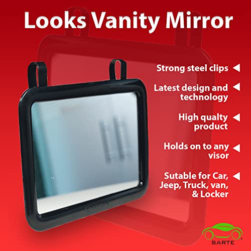 SARTE SA71V71 Car Sun Visor Mirror | Rear View Vanity Makeup Mirror for All Cars (BLACK) (1 PCS) - Image 4