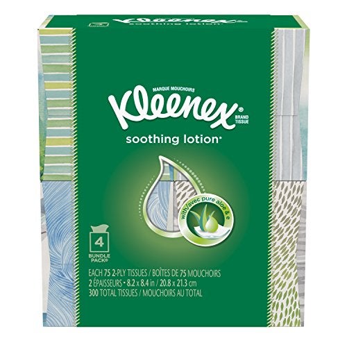 Kleenex Lotion Facial Tissue ( Designs & colors will vary ) 75 Count (Pack of 4) - Image 1