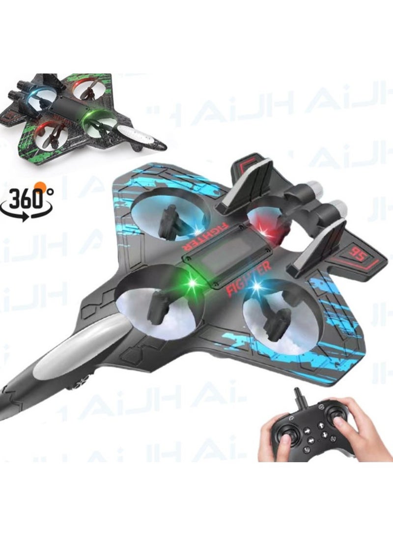 Tradeo Colorful Led Lighted up Outdoor Kids Activity Games Remote Control Plane Flying Foam Fighter Aircraft Airplane - Image 2