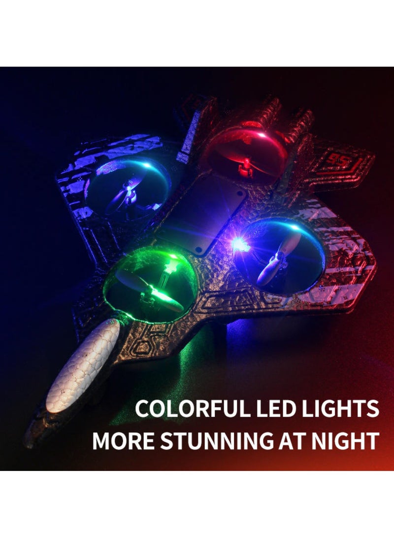 Tradeo Colorful Led Lighted up Outdoor Kids Activity Games Remote Control Plane Flying Foam Fighter Aircraft Airplane - Image 5