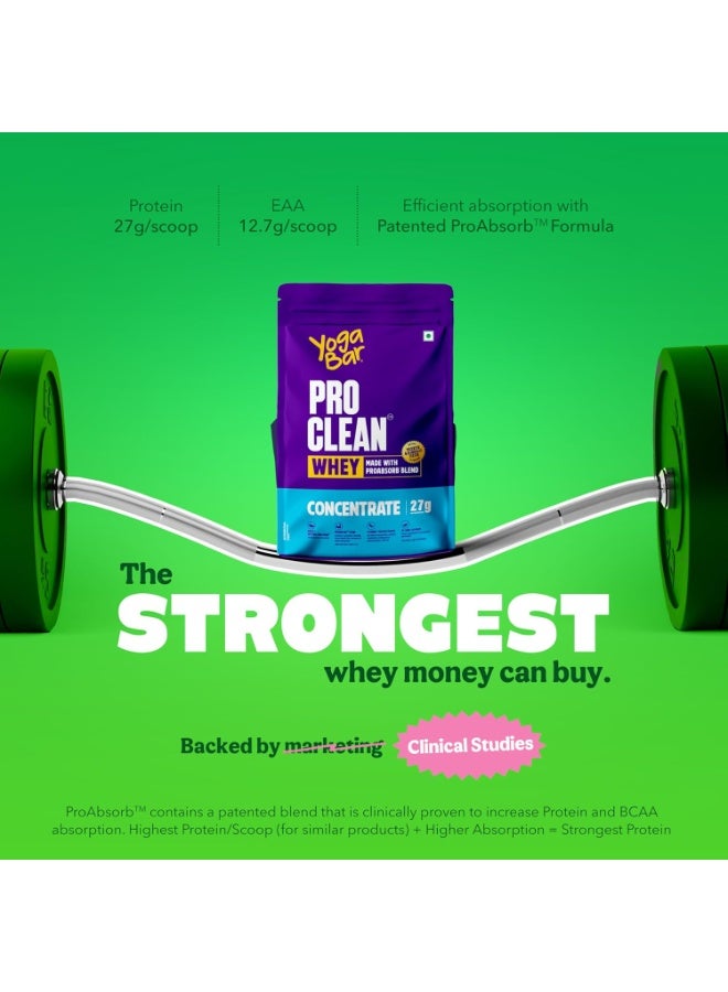 Yogabar ProClean Whey Protein Concentrate 1kg (Free 114g Creatine) | 27g Protein per Serve | Unflavoured Whey Protein Powder | Clean & Light | Patented & Clinically Tested Pro-Absorb Blend - Image 3