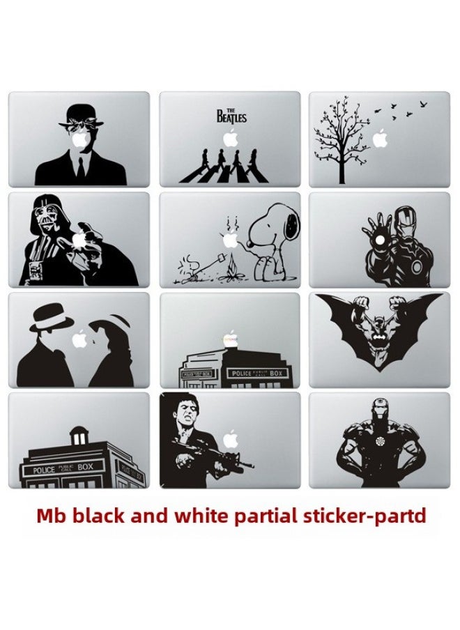 Applicable To MacBook Pro 13 15 Apple Computer Creative Partial Personality Stickers Black And White Engraving Transfer Film D-Color:Black And White Class D, Take A Note Pattern Code-Size:2016 15inch Touchbar(A1707)