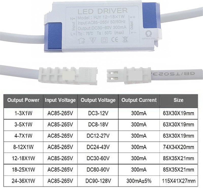 5pcs 1W-36W 300mA LED Driver AC85-265V Input Voltage Constant Current Power Supply(3-5W) - Image 4