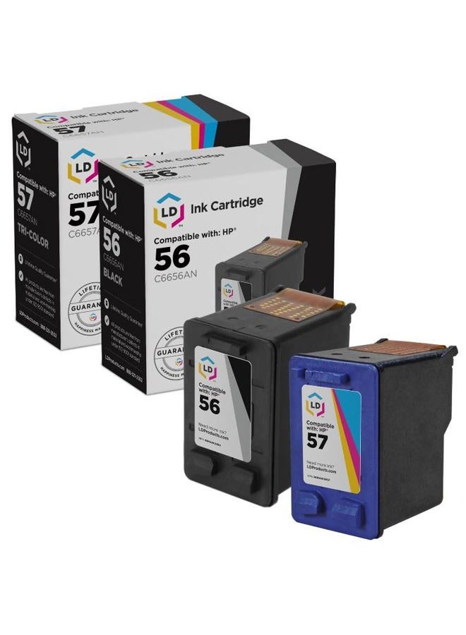 LD Products Remanufactured Ink Cartridge Replacement for HP 56 & HP 57 (1 Black, 1 Color, 2-Pack) - Image 1