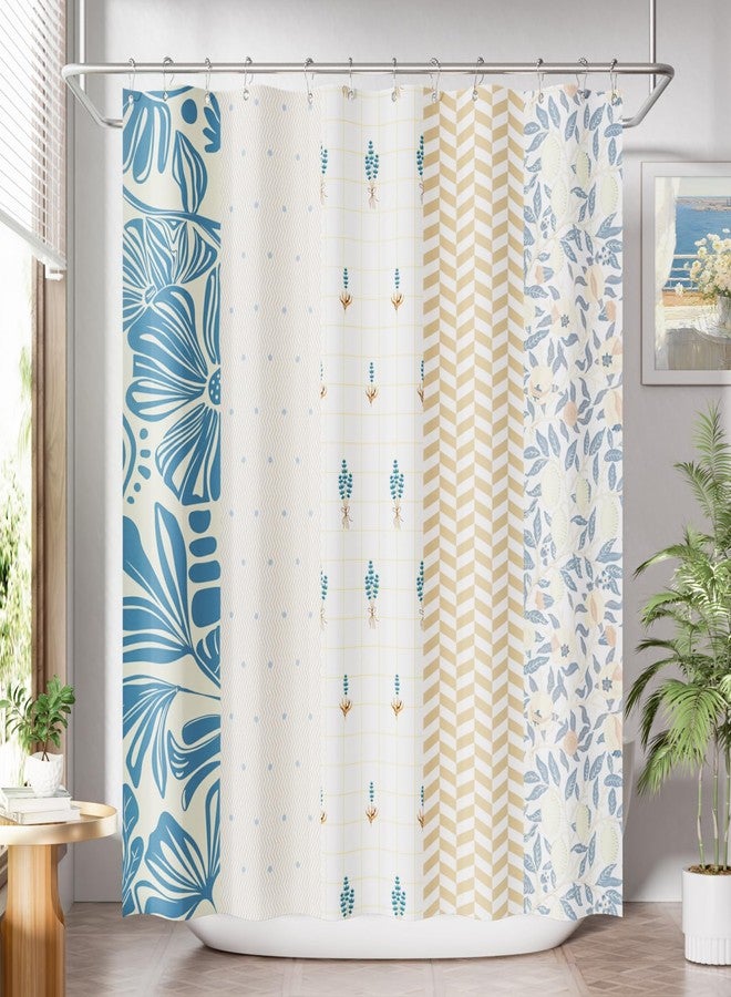 AmazerBath Shower Curtain, 72"x72" Washable Cloth Spring Blue Blossom Serenity Shower Curtain with 12 Shower Curtain Hooks, Fabric Colorful Romantic Style Curtain Set for Bathroom Home Decor - Image 1