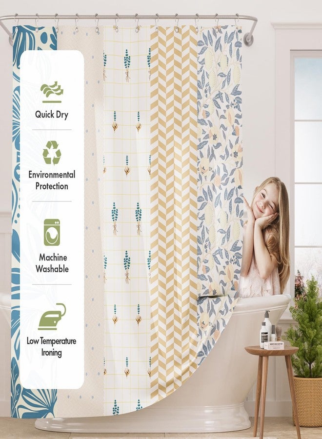 AmazerBath Shower Curtain, 72"x72" Washable Cloth Spring Blue Blossom Serenity Shower Curtain with 12 Shower Curtain Hooks, Fabric Colorful Romantic Style Curtain Set for Bathroom Home Decor - Image 3