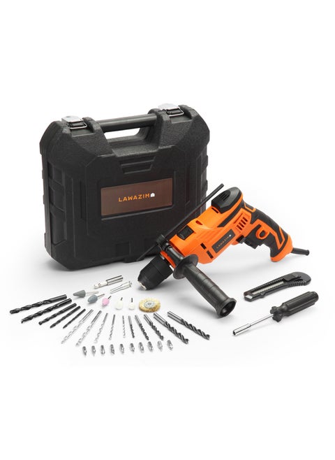 Impact Drill Set | Corded Electric Hammer Drill with 710W 3200RPM, Variable Speed, Drill Bits for Home Improvement, DIY, Steel, Wood