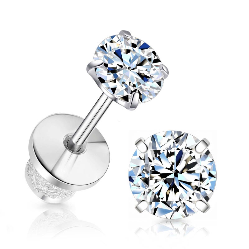Limerencia Moissanite Stud Earrings, F136 Titanium Screw Back Earrings, D Color VVS1 Clarity Lab-created Moissanite Earrings, Hypoallergenic G23 Pure Titanium for Women Men Sensitive Ears - Image 1