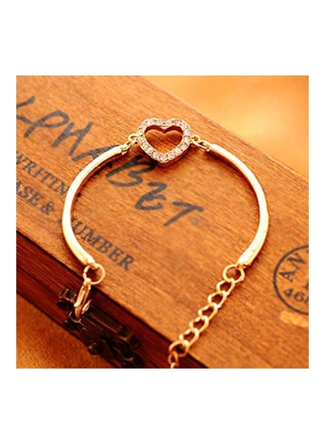 Sweet Style Rhinestone Decor Hollow Out Heart Shape Bracelet