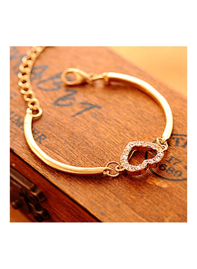 Sweet Style Rhinestone Decor Hollow Out Heart Shape Bracelet
