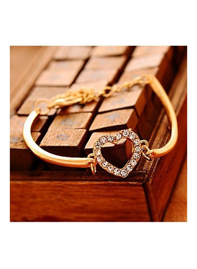 Sweet Style Rhinestone Decor Hollow Out Heart Shape Bracelet