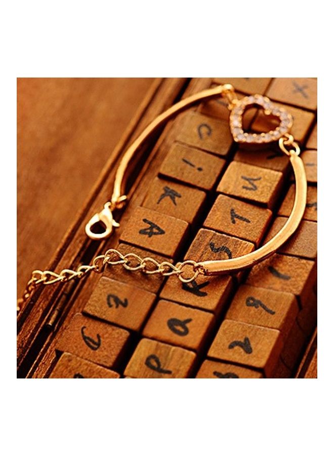 Sweet Style Rhinestone Decor Hollow Out Heart Shape Bracelet