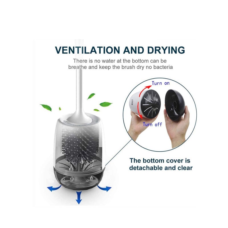 SOLARAE Silicone Toilet Brush and Holder, Bathroom Toilet Brush Holder Set, Silicone Toilet Cleaning Brush Kit with Soft Bristle Brush - Image 4