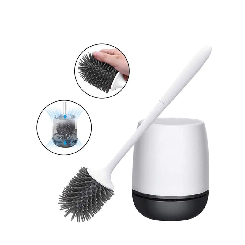 SOLARAE Silicone Toilet Brush and Holder, Bathroom Toilet Brush Holder Set, Silicone Toilet Cleaning Brush Kit with Soft Bristle Brush - Image 1