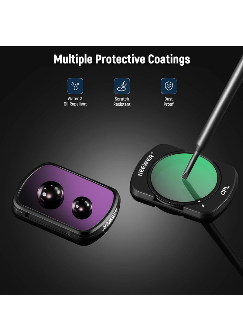 DJI OSMO Pocket 3 Magnetic ND CPL UV Filter Set Compatible with DJI OSMO Pocket 3 Creator Combo Accessories, Action Camera 6 Pack (CPL UV ND16 ND32 ND64 ND256) Neutral Density & Polarizing & UV Protective Filters