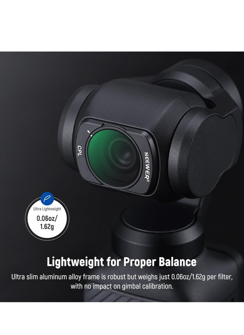 DJI OSMO Pocket 3 Magnetic ND CPL UV Filter Set Compatible with DJI OSMO Pocket 3 Creator Combo Accessories, Action Camera 6 Pack (CPL UV ND16 ND32 ND64 ND256) Neutral Density & Polarizing & UV Protective Filters