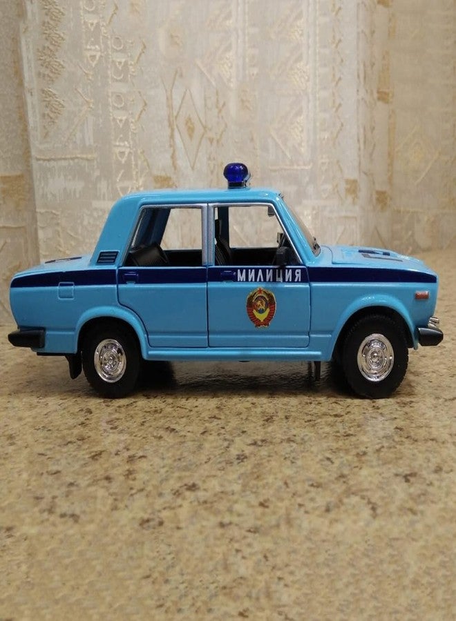 PEZYOX 1:24 Diecast Metal Car Model Police Taxi Toy Cars for Kids Pull Back Openable Doors with Light Sound. (Blue) - Image 5